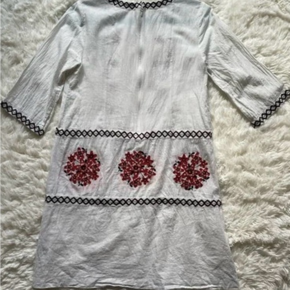 Suno White Embroidered Tunic Dress Boho Cottagecore Floral Appliqué Size 6 - Picture 5 of 14